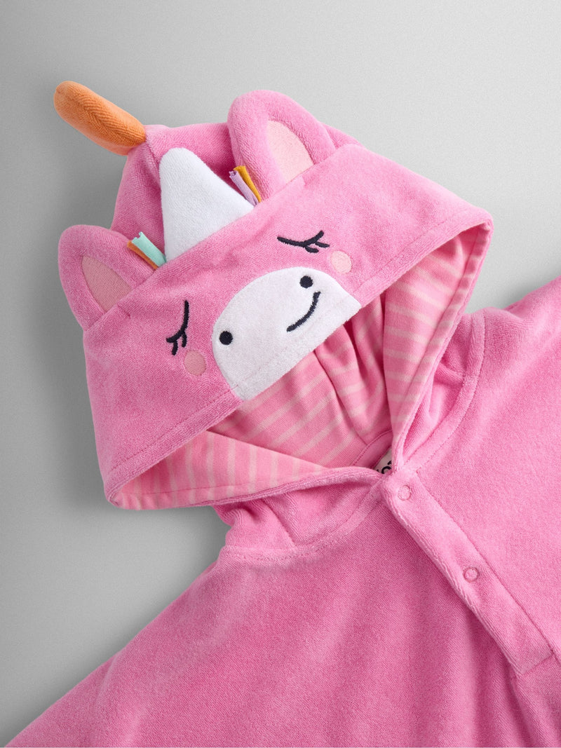 JoJo Maman Bébé pink unicorn hooded poncho towel - British product