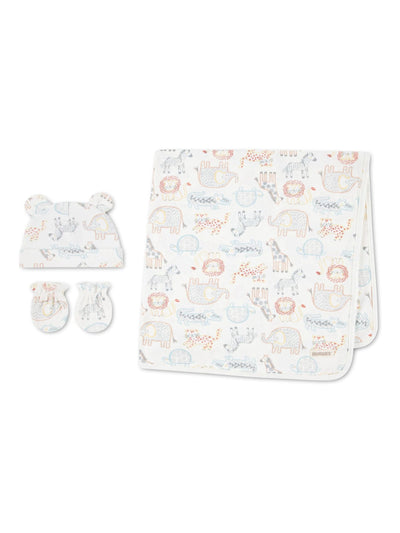 Next Huggies White Blanket Hat & Mittens Baby Gift Set- Buy online at McGrocer