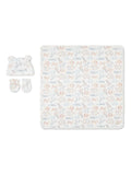 Huggies baby gift set white 100% cotton blanket hat mittens, UK version