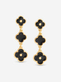 Mood jet black gold-tone clover multi row earrings, imported from the UK