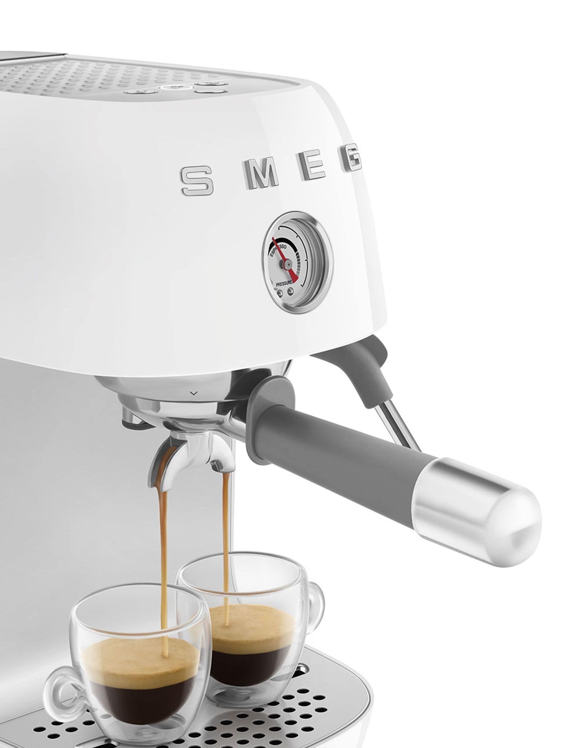 Smeg white espresso and cold brew coffee machine, UK version