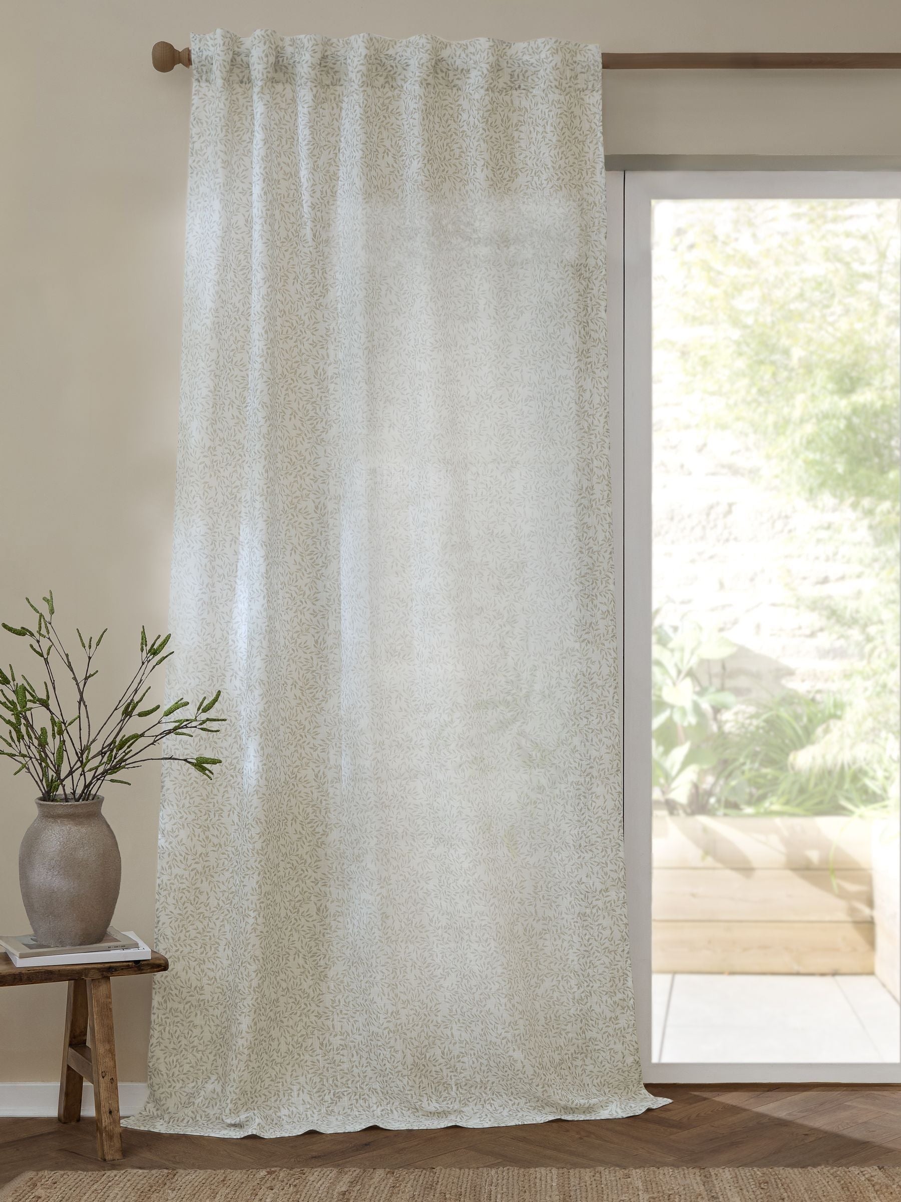 Yard woven sheer curtain Natural Perrie Leaf, imported from the UK