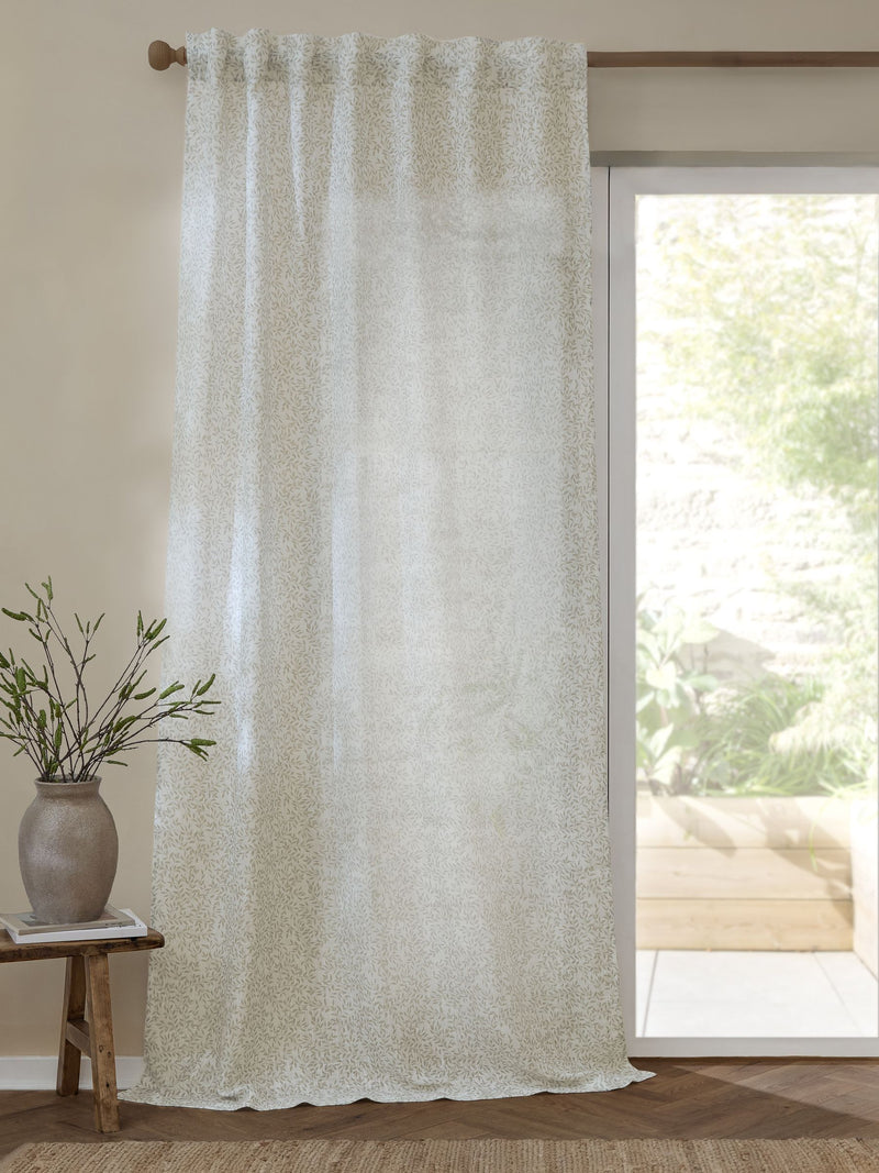 Yard woven sheer curtain Natural Perrie Leaf, imported from the UK