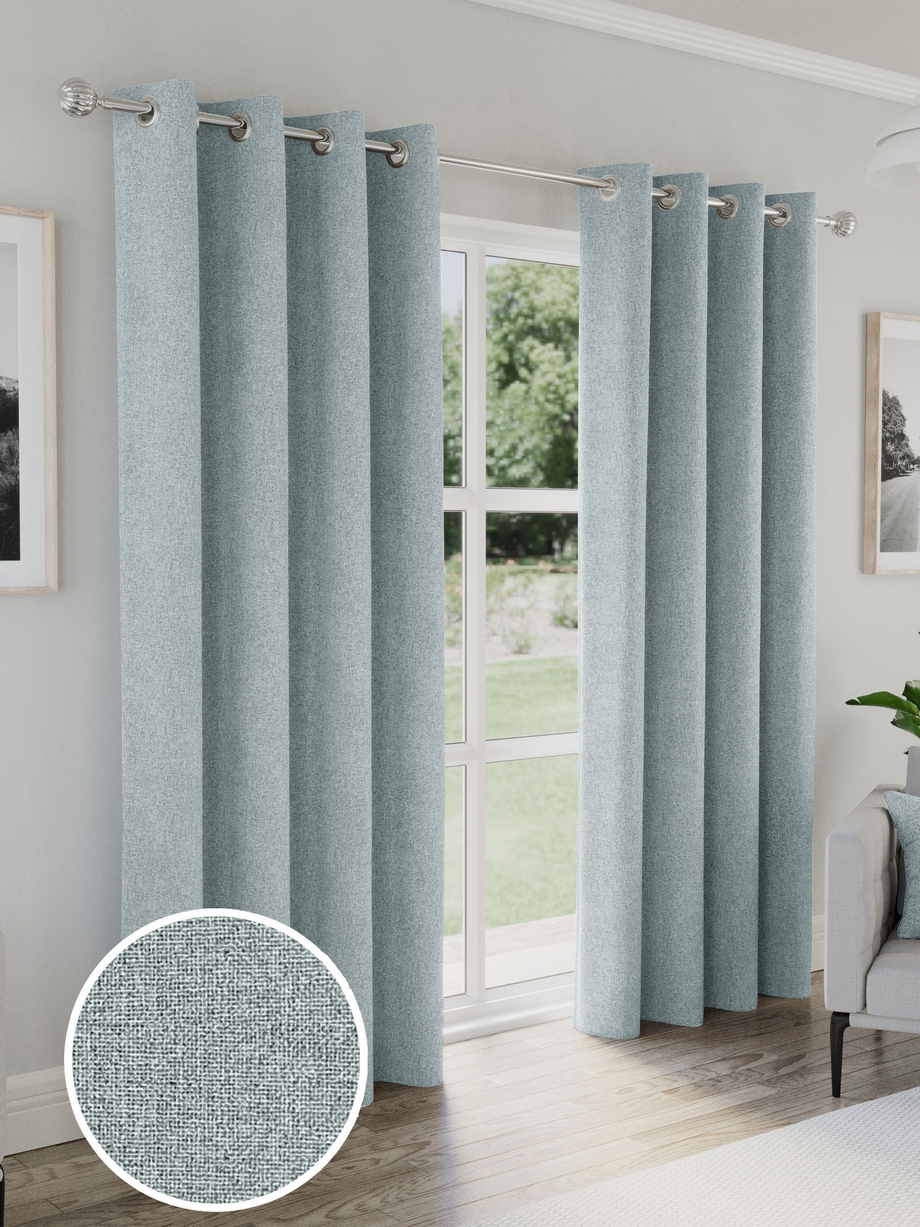 Enhanced Living Blue Austin blackout curtains, imported from the UK