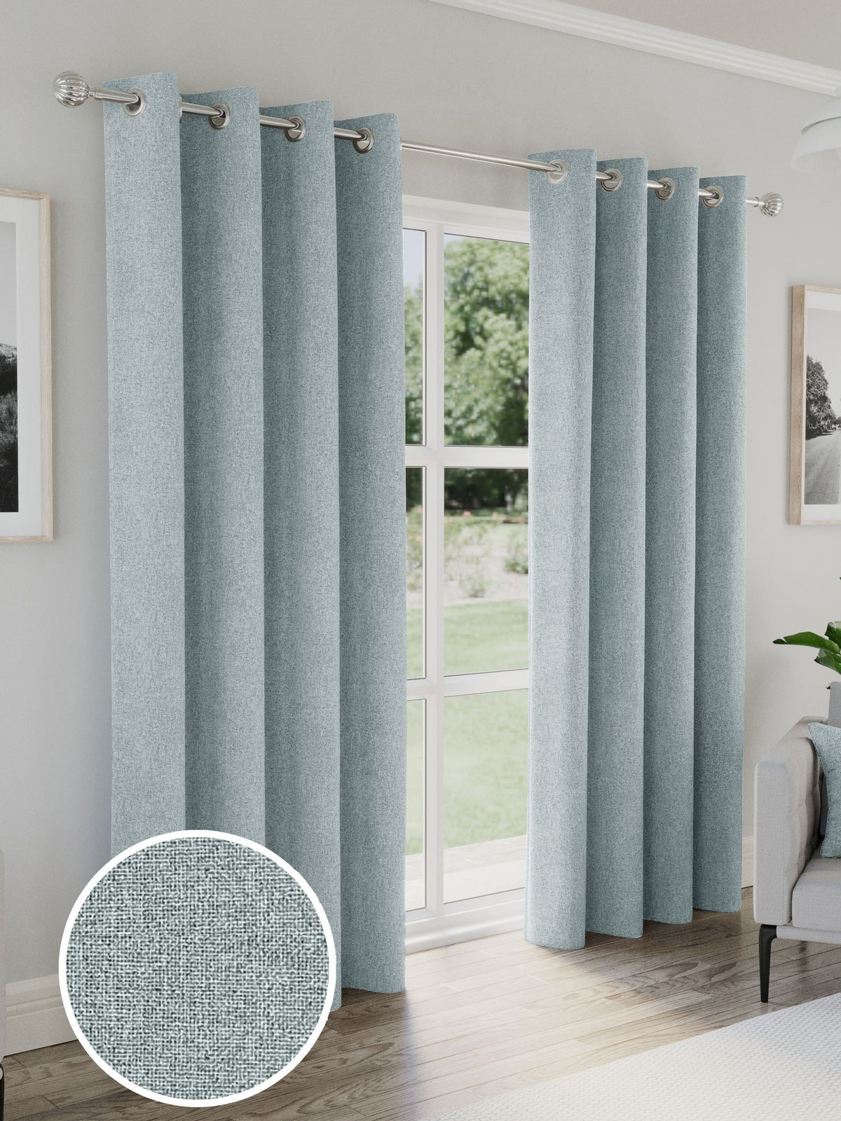 Enhanced Living Blue Austin blackout curtains, imported from the UK