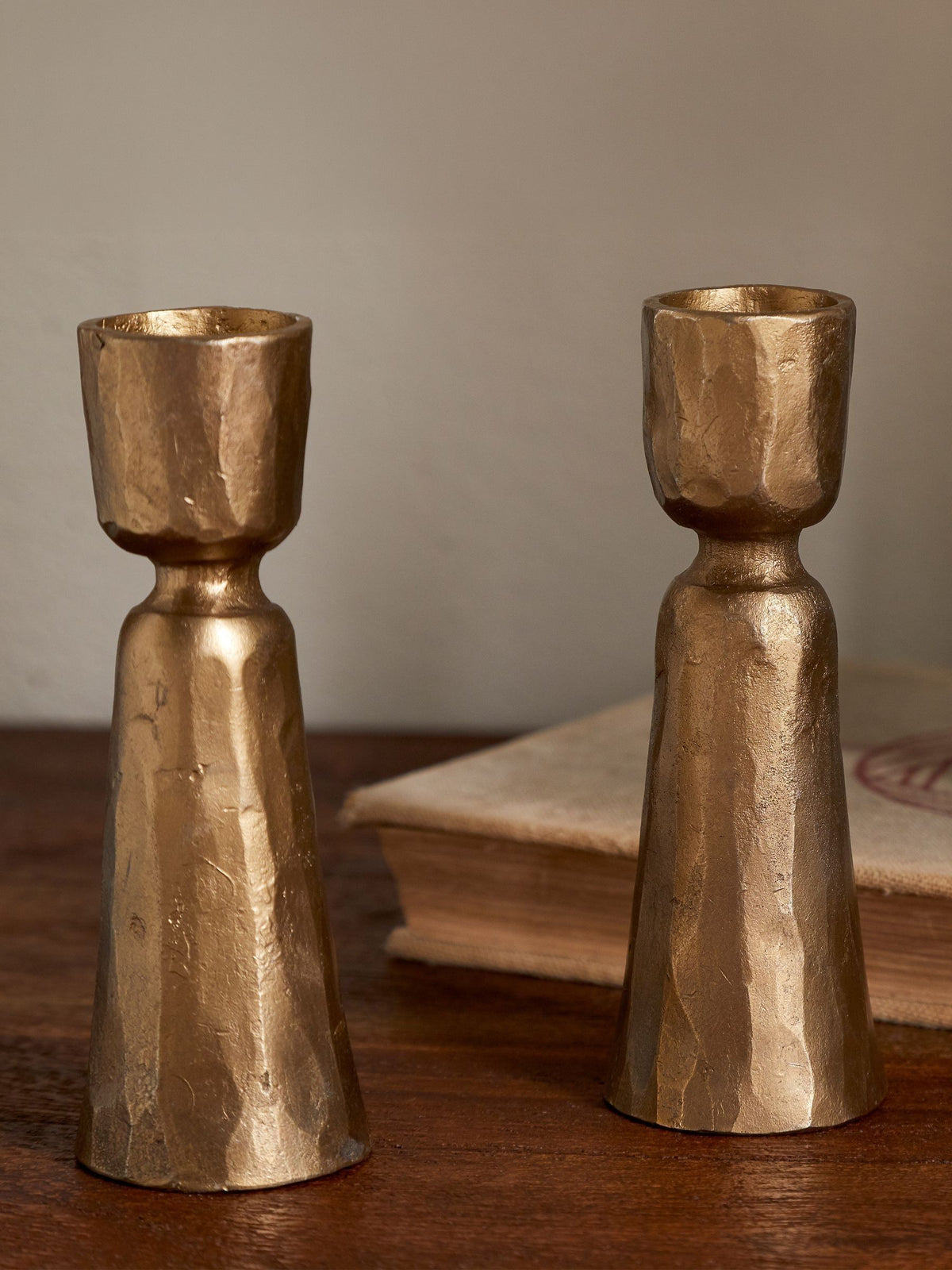 Nkuku Lokoja candlestick holder set of two, imported from the UK