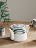 Nkuku cream ceramic teapot with hand-painted drop pattern, UK version
