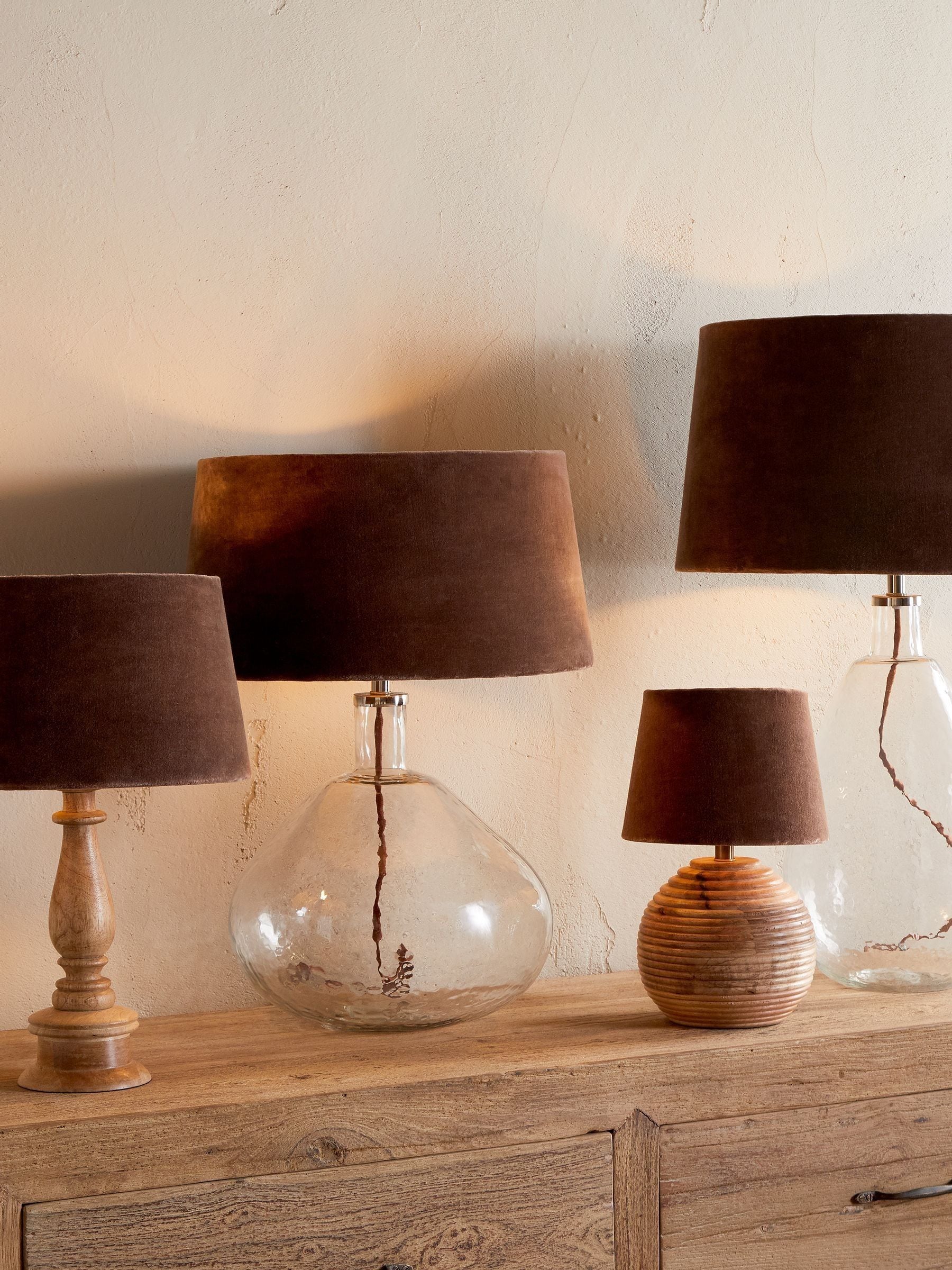 Nkuku Mocha Mendai Velvet & Linen Large Lampshade