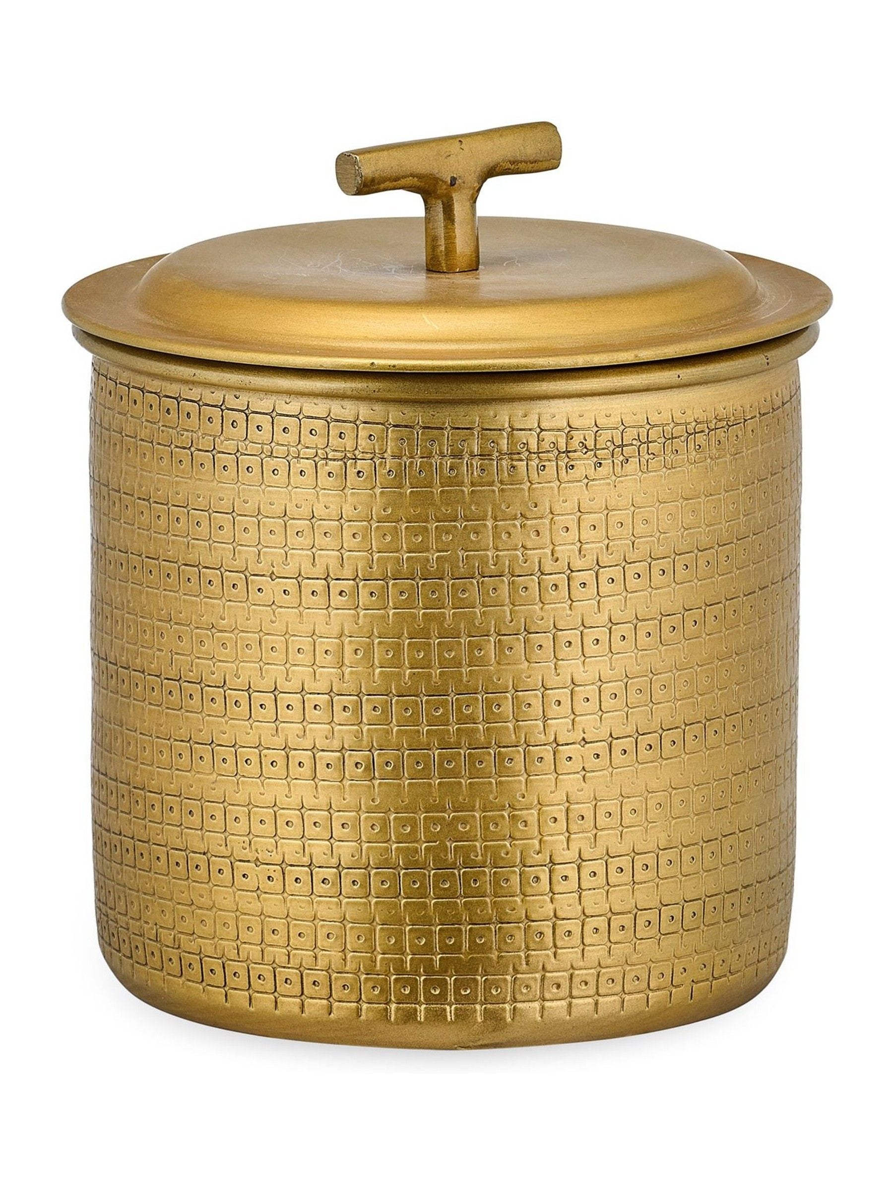 Nkuku Nalgora ice bucket in antique brass with lid, UK version