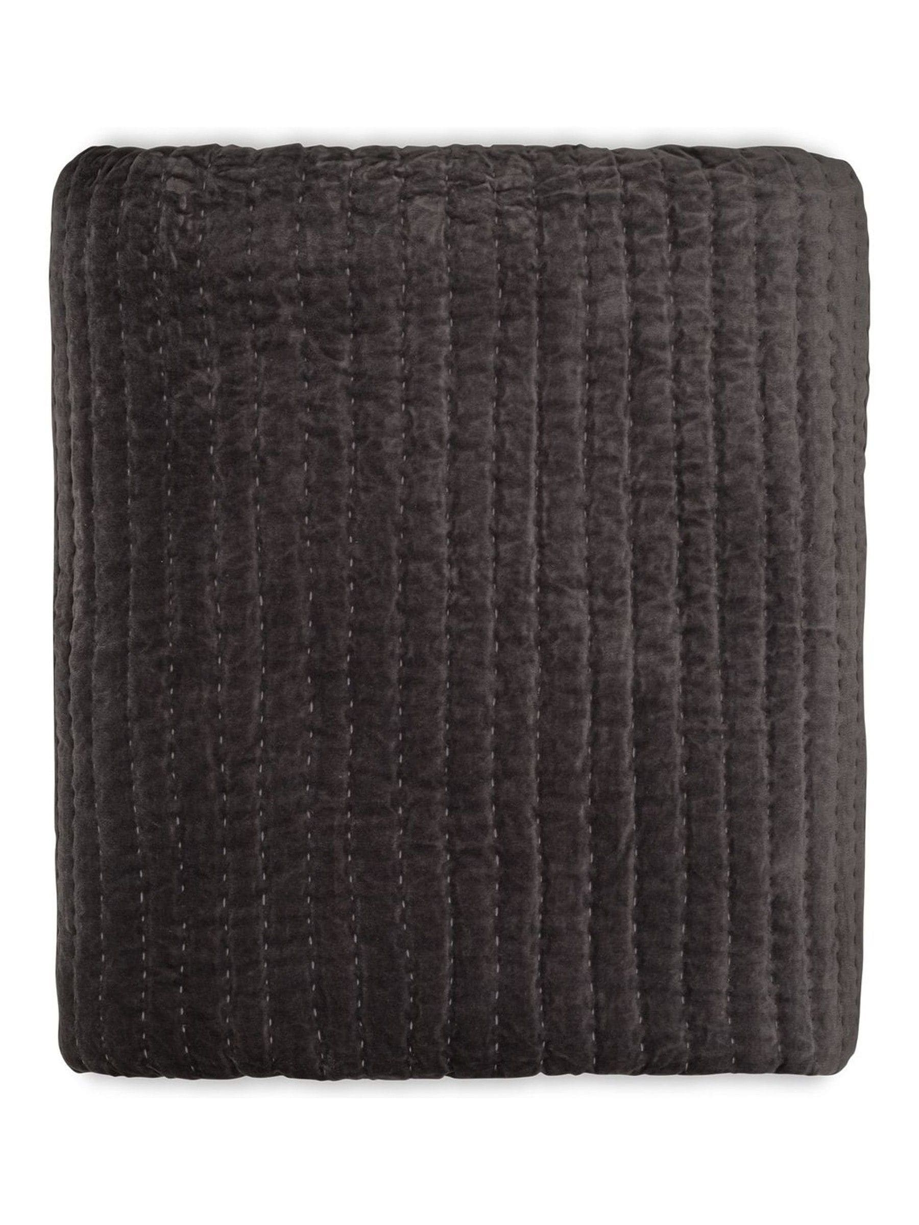 Nkuku Rust Nidra medium velvet linen bed quilt, UK version