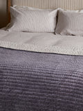 Nkuku Rust Nidra medium velvet linen bed quilt, UK version