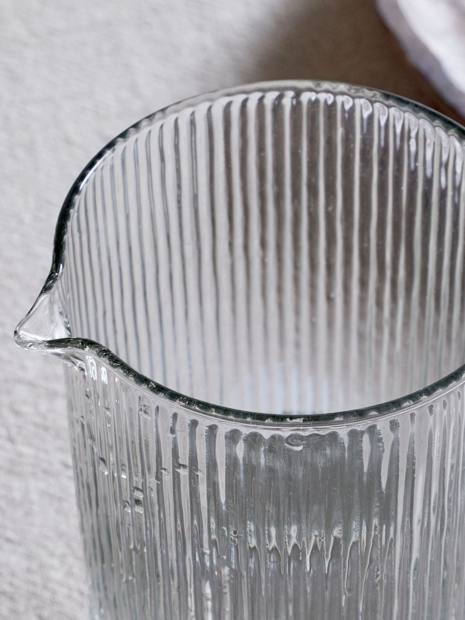Nkuku Clear Otuba glass jug with ribbed texture (British brand)