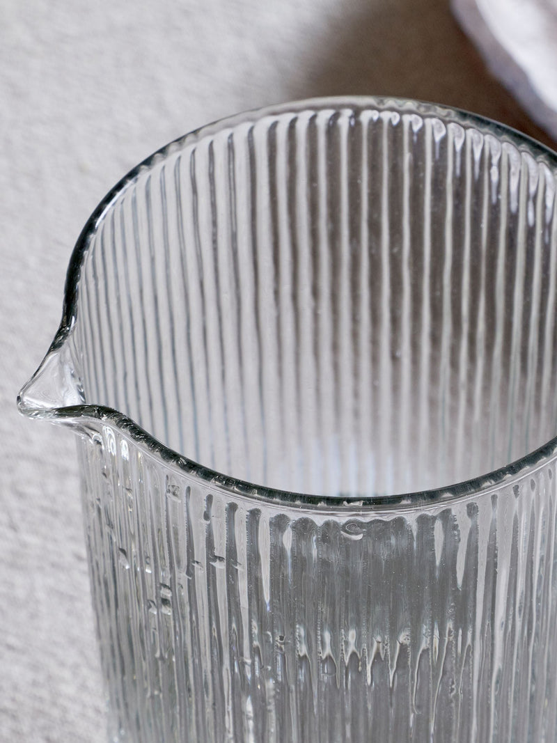 Nkuku Clear Otuba glass jug with ribbed texture (British brand)