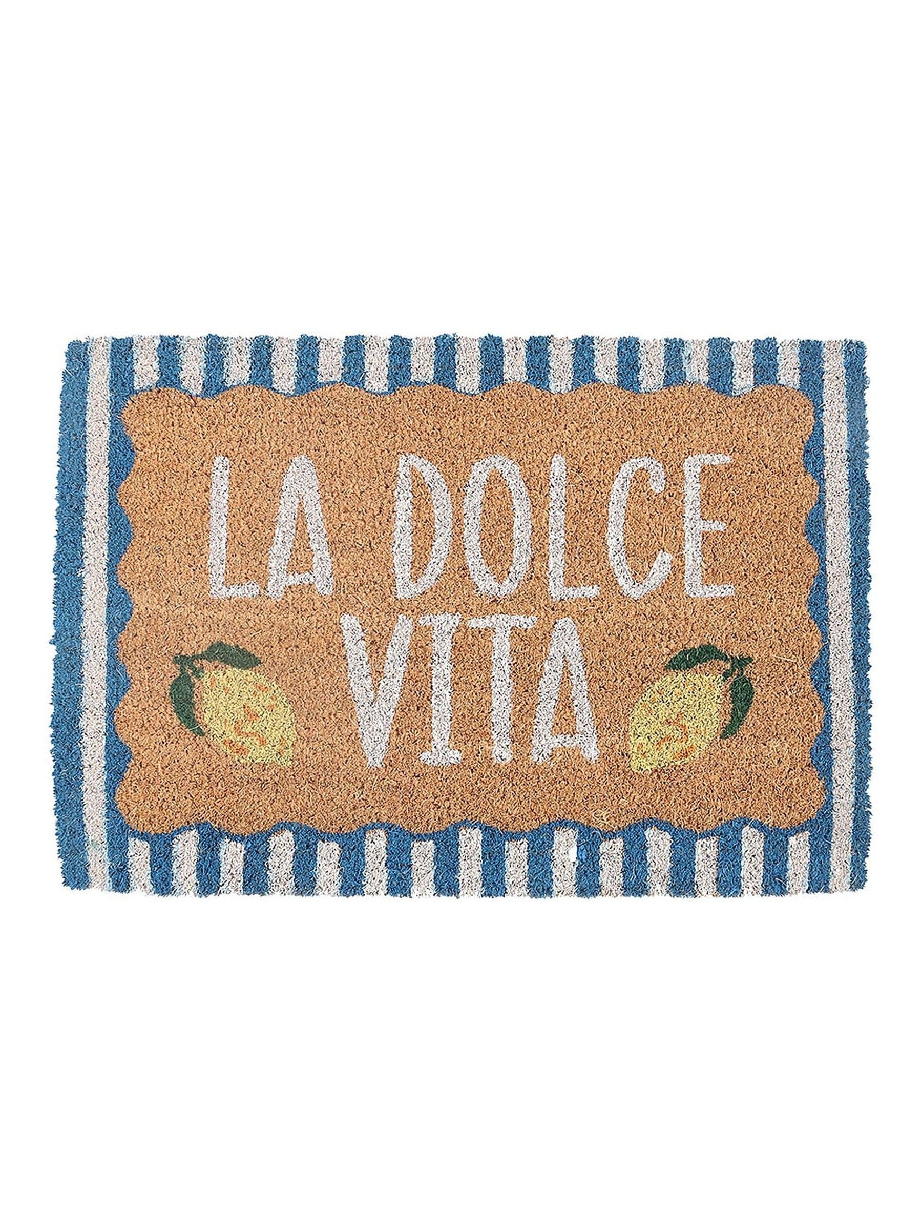 Something Different blue La Dolce Vita coir doormat (British brand)