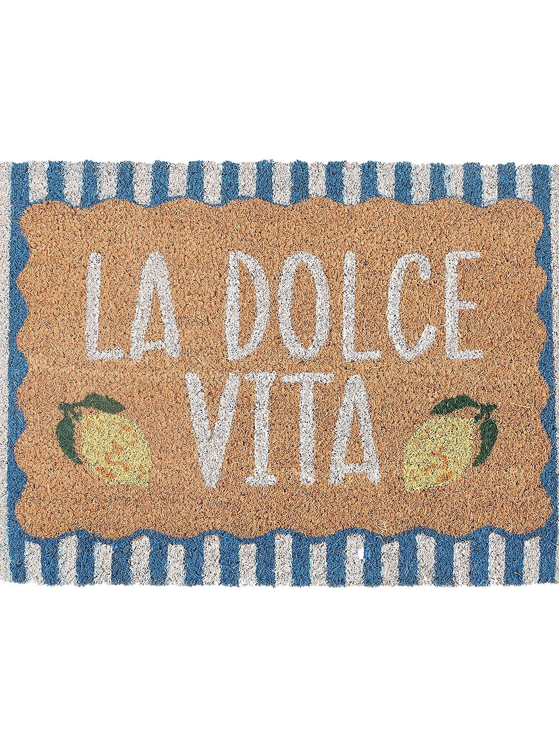 Something Different blue La Dolce Vita coir doormat (British brand)