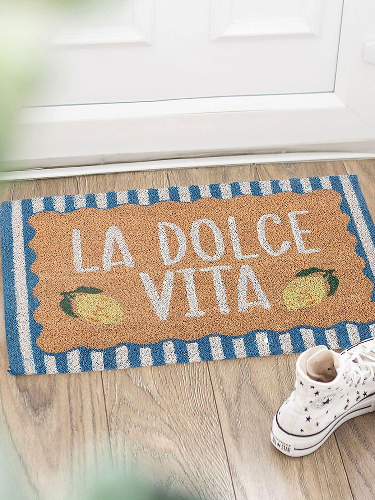 Something Different blue La Dolce Vita coir doormat (British brand)