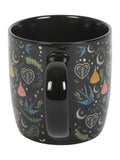 Something Different black ceramic mug with Midnight Bloom floral print 350ml - British product
