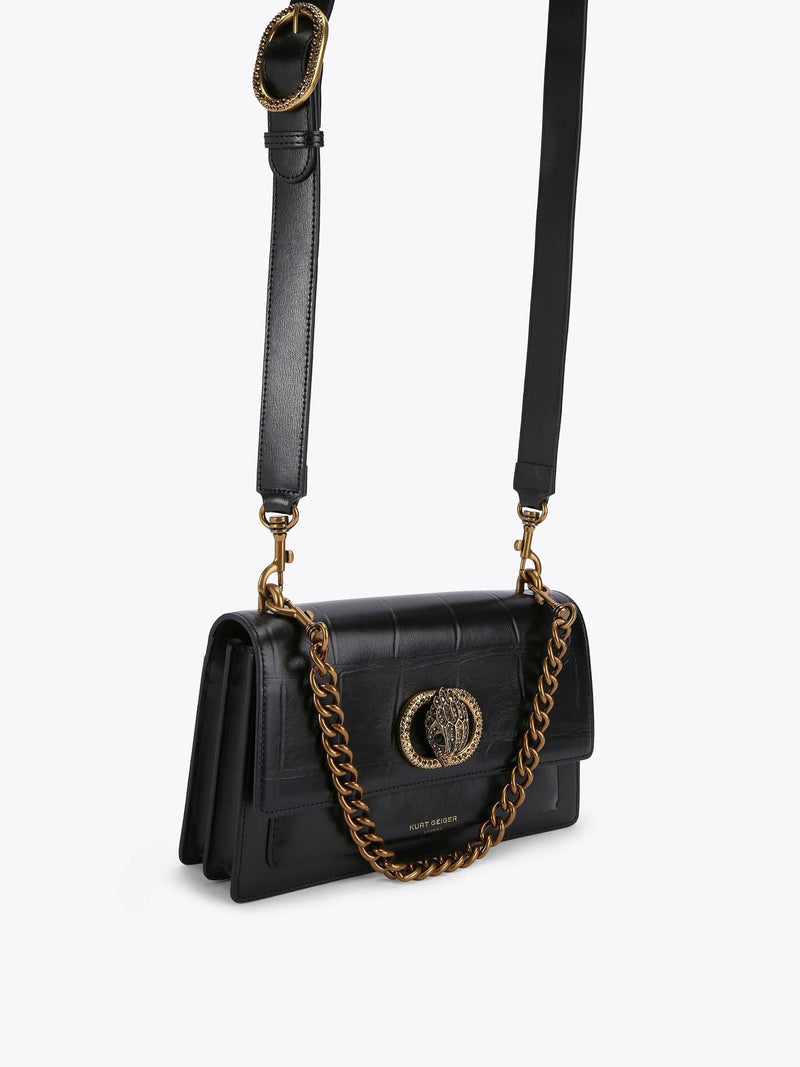 Kurt Geiger London black croc-embossed crossbody bag, UK version