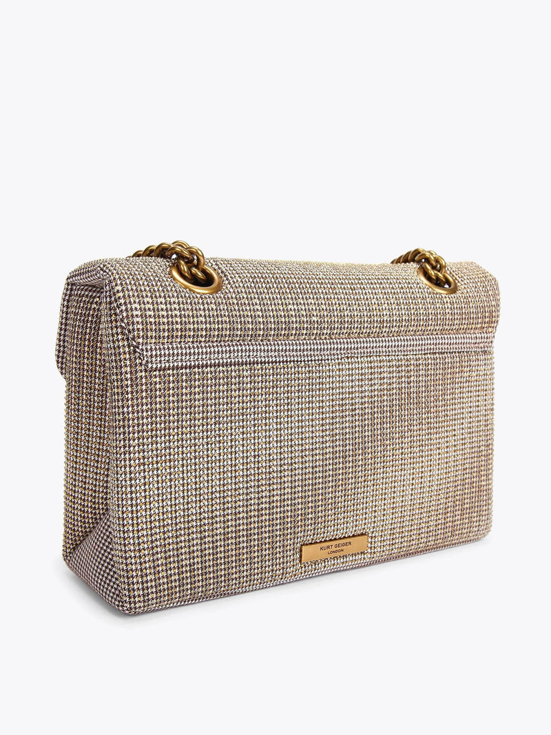 Kurt Geiger London Kensington handbag in brown fabric, UK version