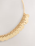 Gold tone disc chain necklace recycled materials - British product