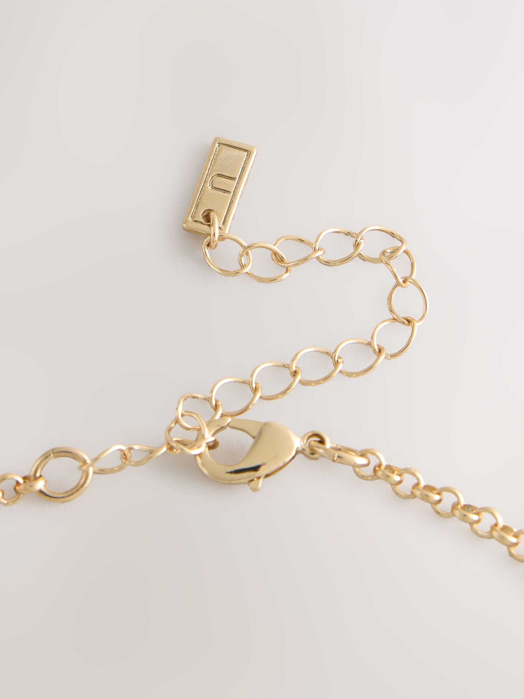 Gold tone disc chain necklace recycled materials - British product
