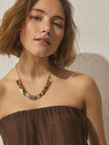 Gold tone disc chain necklace recycled materials - British product