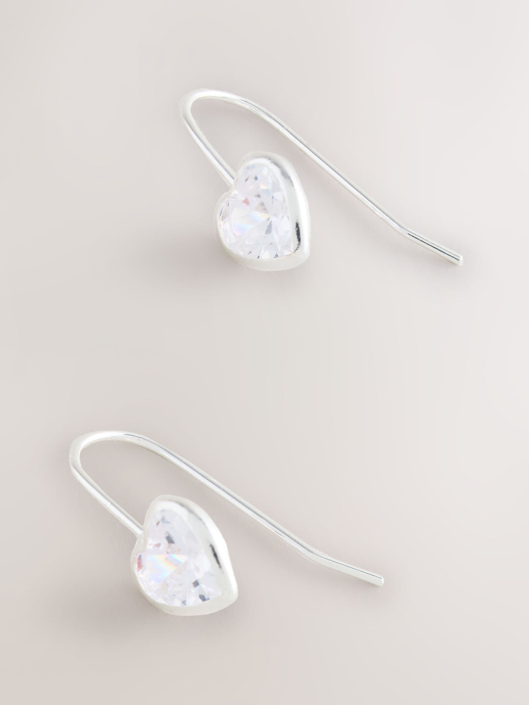 Silver plated sparkle heart earrings (British brand)
