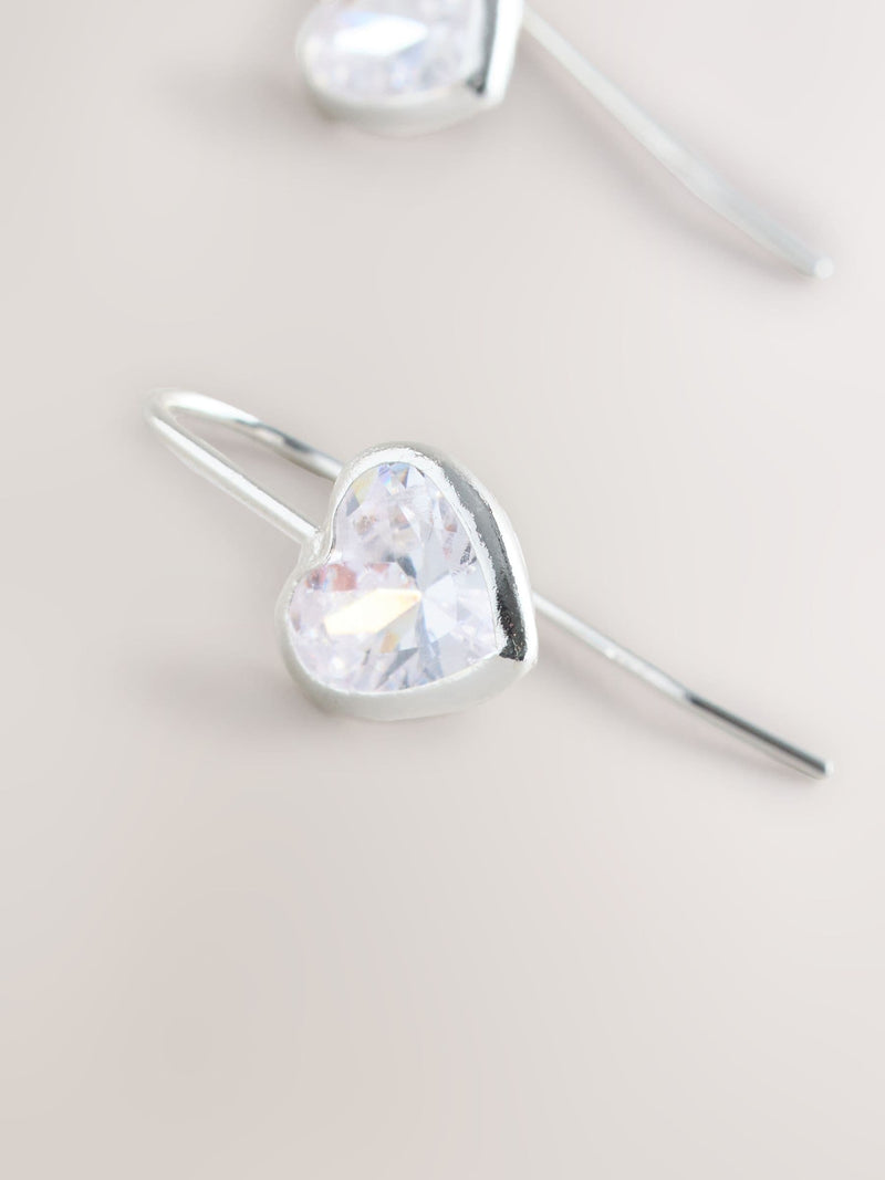 Silver plated sparkle heart earrings (British brand)
