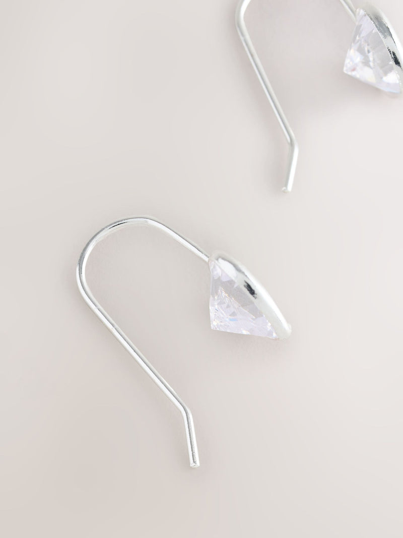 Silver plated sparkle heart earrings (British brand)