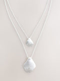 Layered silver pendant necklace, pave sparkle, UK version