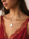 Layered silver pendant necklace, pave sparkle, UK version