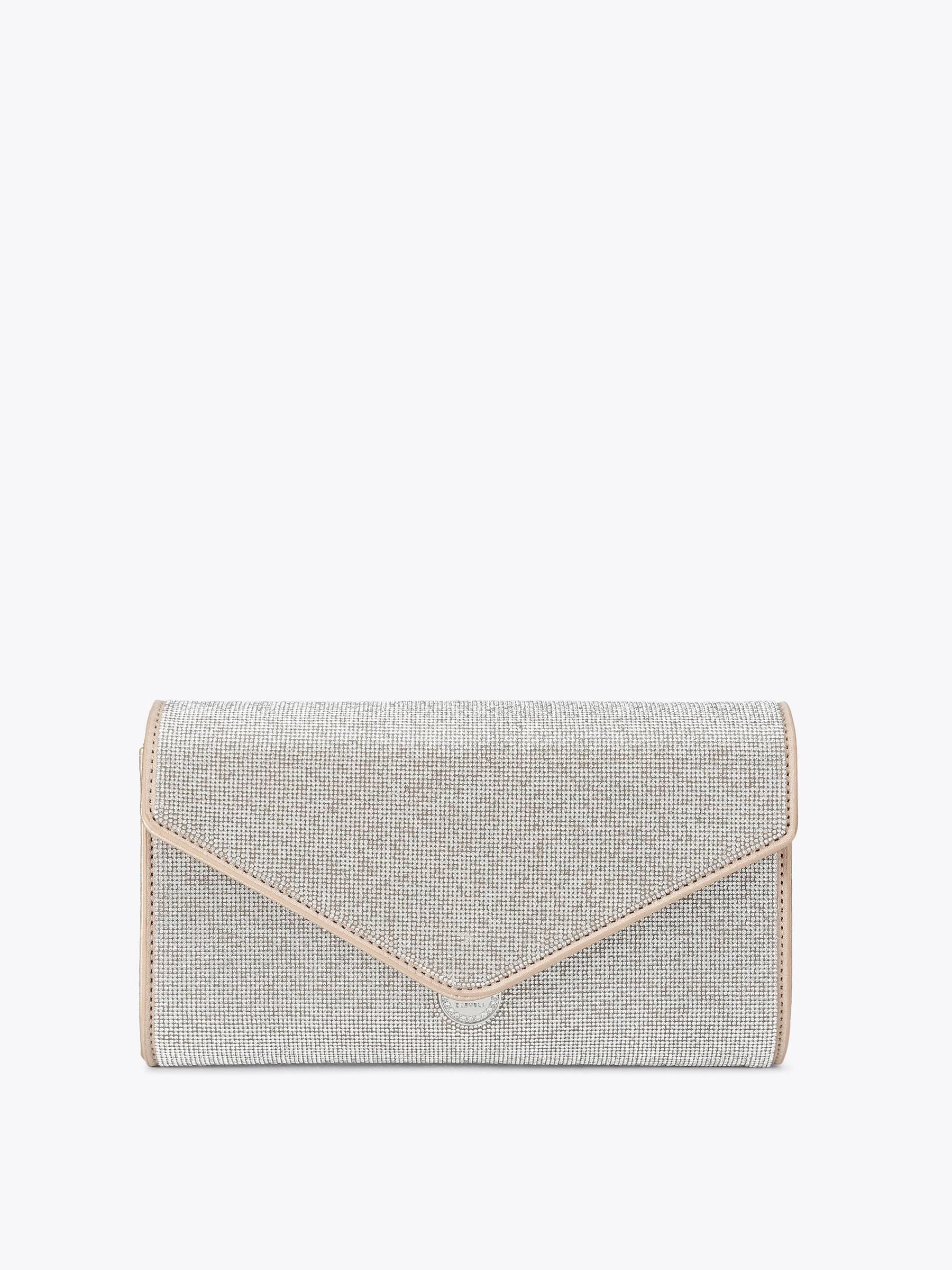 Carvela silver spiral envelope clutch bag, imported from the UK