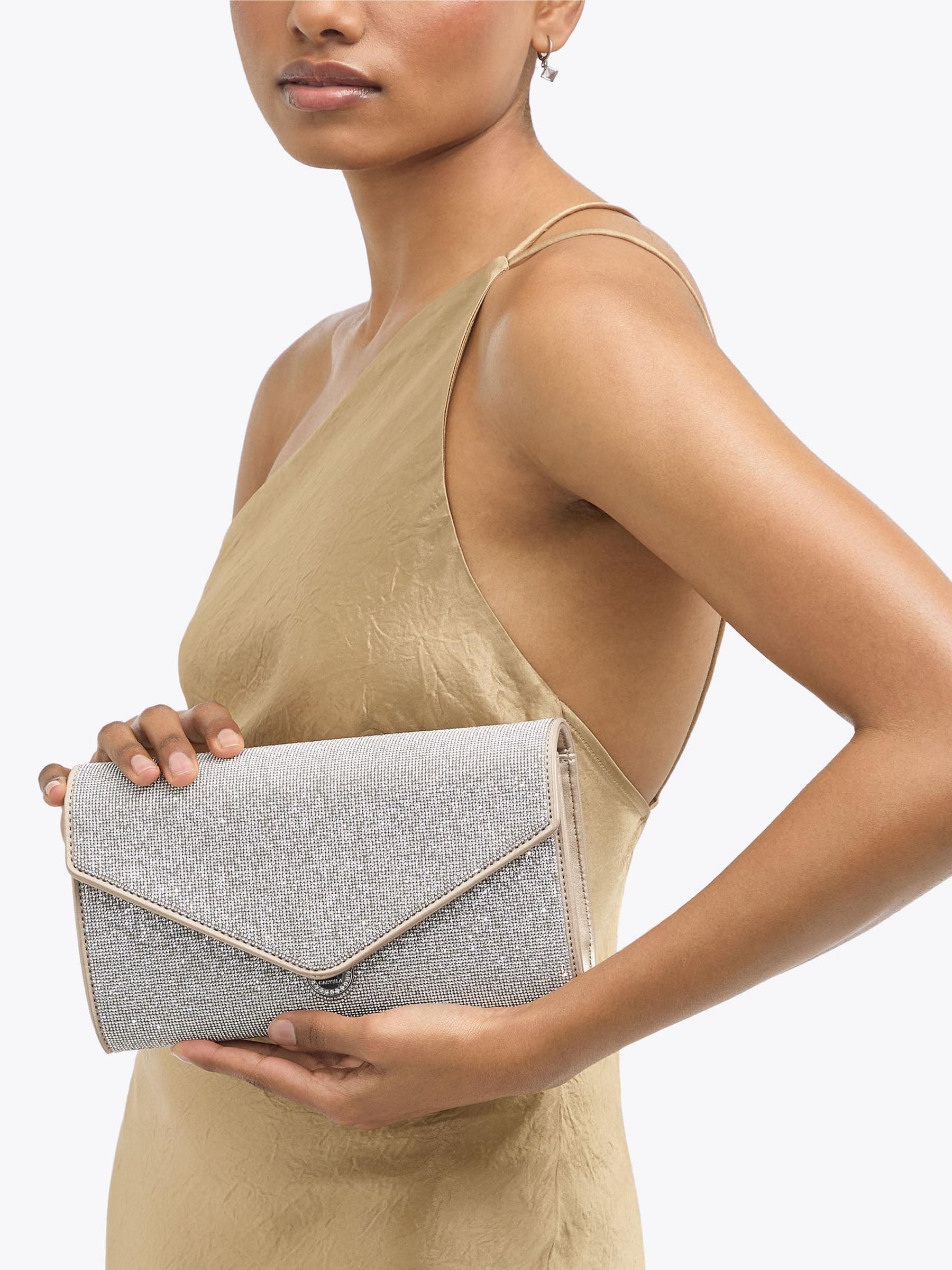 Carvela silver spiral envelope clutch bag, imported from the UK