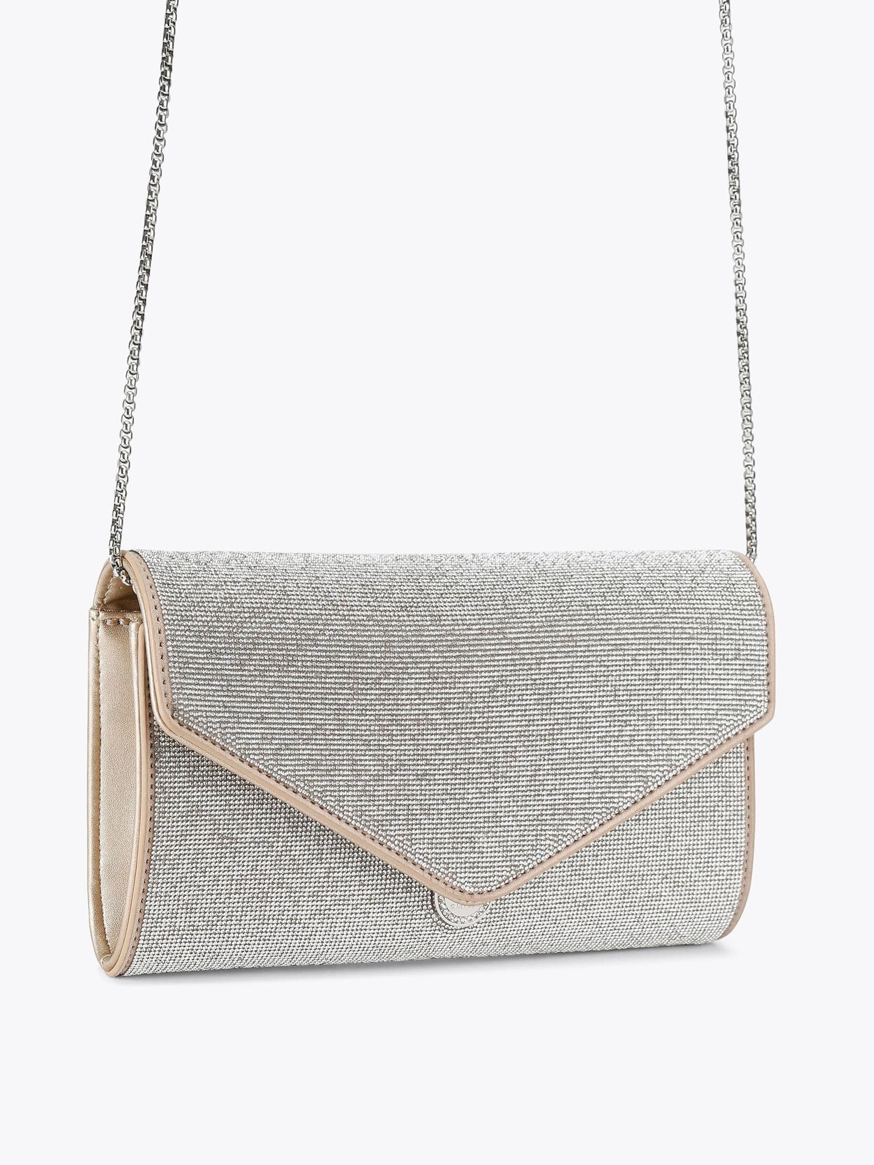 Carvela silver spiral envelope clutch bag, imported from the UK