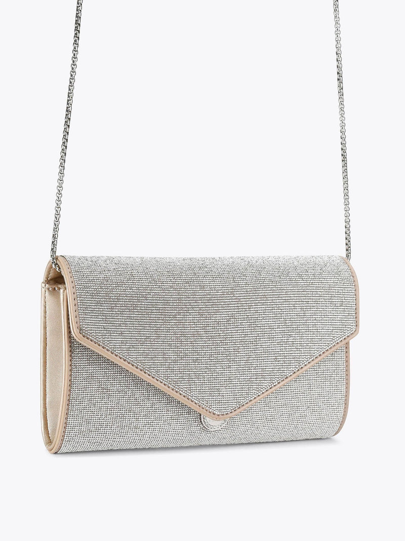 Carvela silver spiral envelope clutch bag, imported from the UK