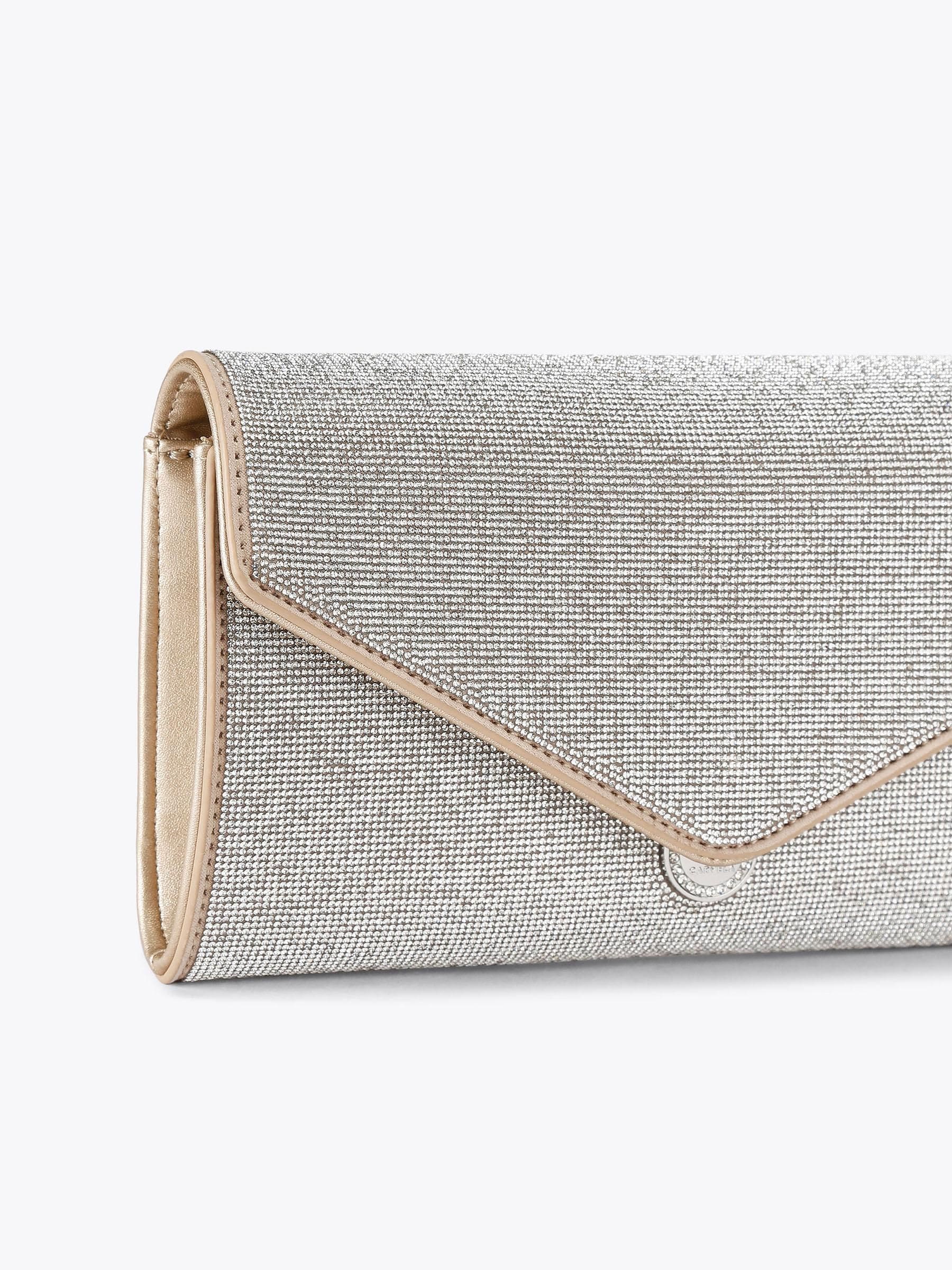 Carvela silver spiral envelope clutch bag, imported from the UK