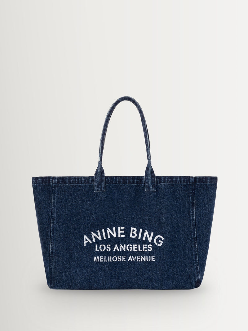 ANINE BING blue Leo denim tote bag spacious 46x50cm, UK version