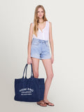 ANINE BING blue Leo denim tote bag spacious 46x50cm, UK version