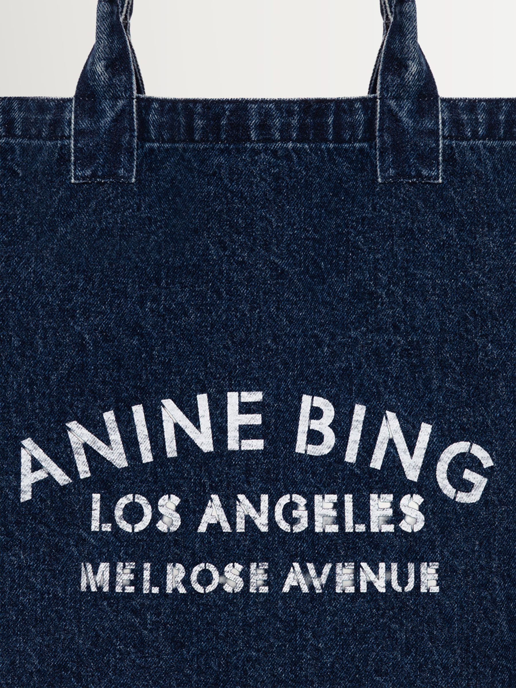 ANINE BING blue Leo denim tote bag spacious 46x50cm, UK version