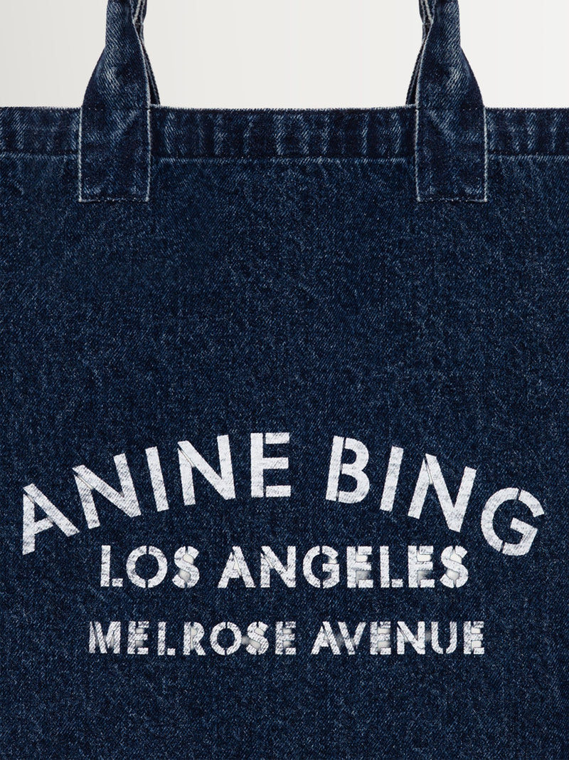 ANINE BING blue Leo denim tote bag spacious 46x50cm, UK version