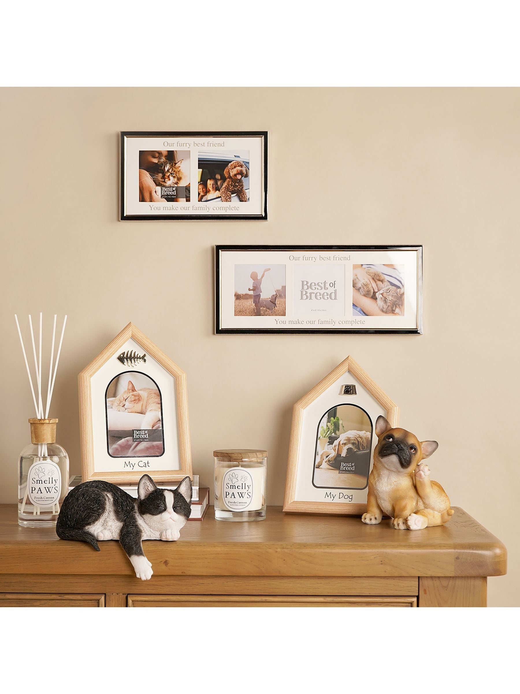 Widdop white paw print photo frame with ink pad (British brand)