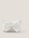 Monsoon cream pearl bow satin bag (British brand)
