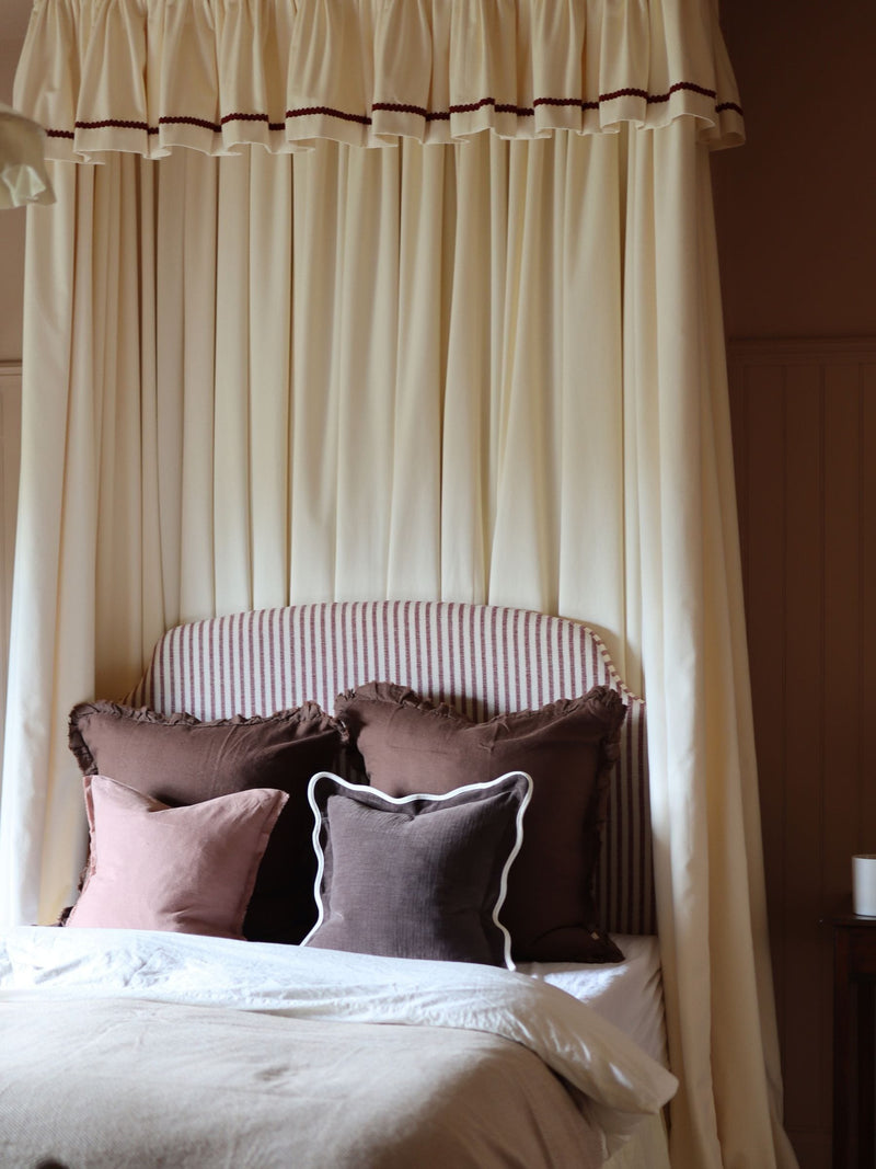 Ellenvale chocolate brown scallop cushion cover 45x45cm - British product