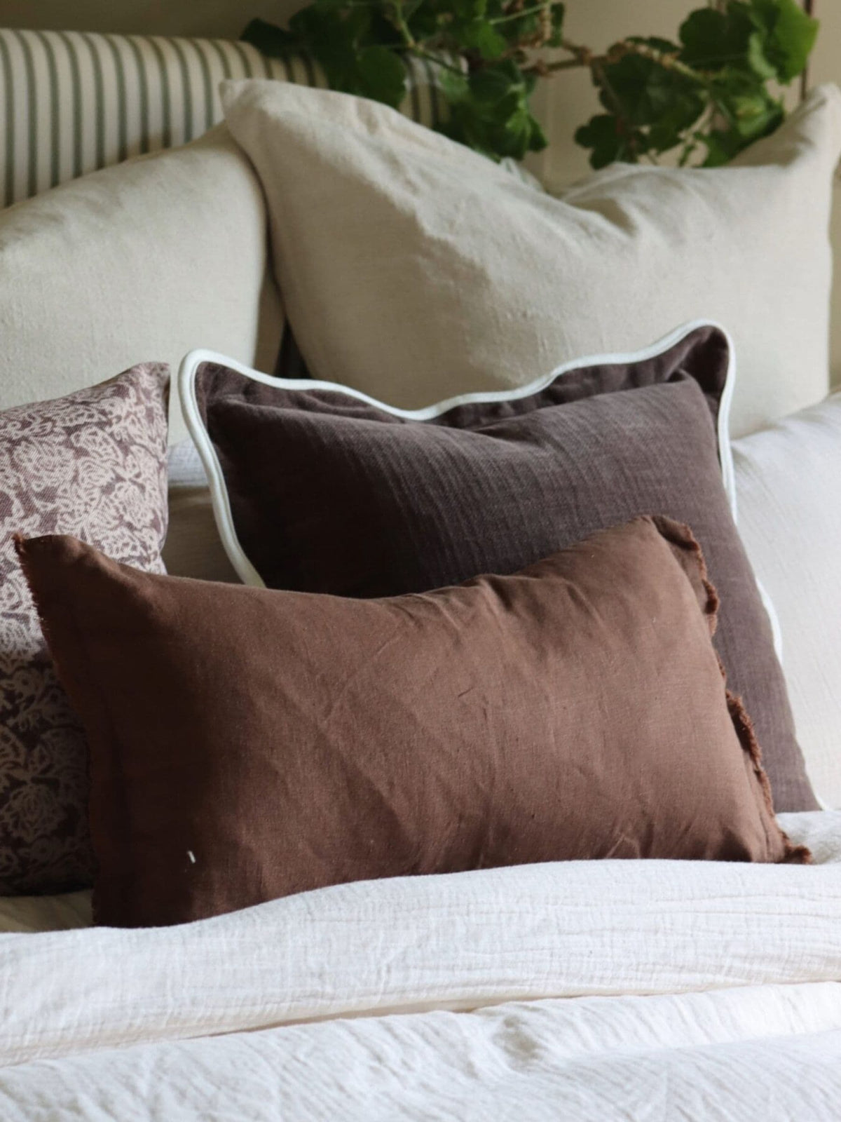 Ellenvale Interiors Chocolate Brown Esmee Linen 50 x 30cm Cushion Cover