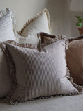 Ellenvale Interiors Darcy cushion cover chocolate brown stripe 45cm, imported from the UK
