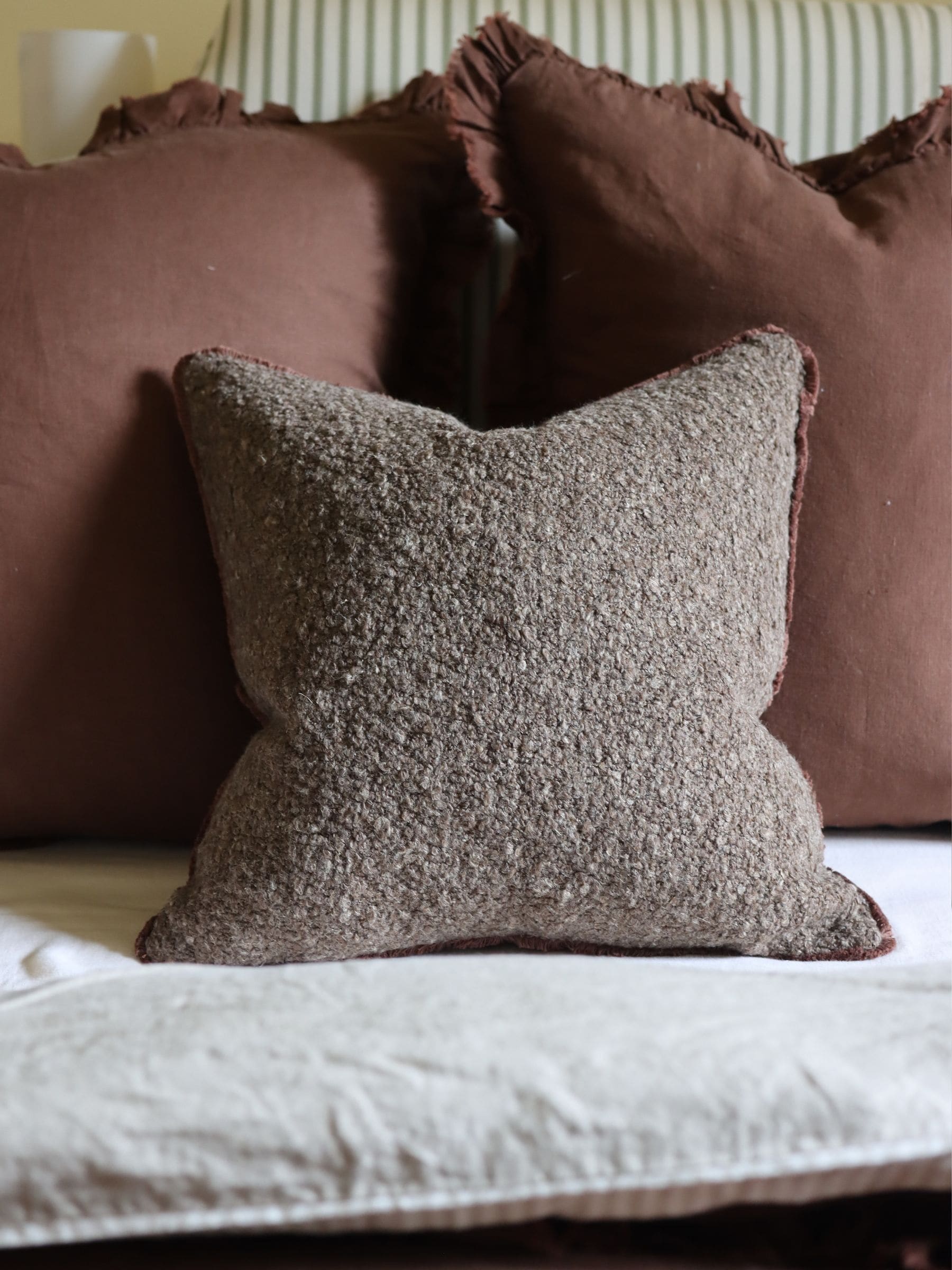Ellenvale Interiors chocolate brown boucle cushion cover 45x45cm - British product