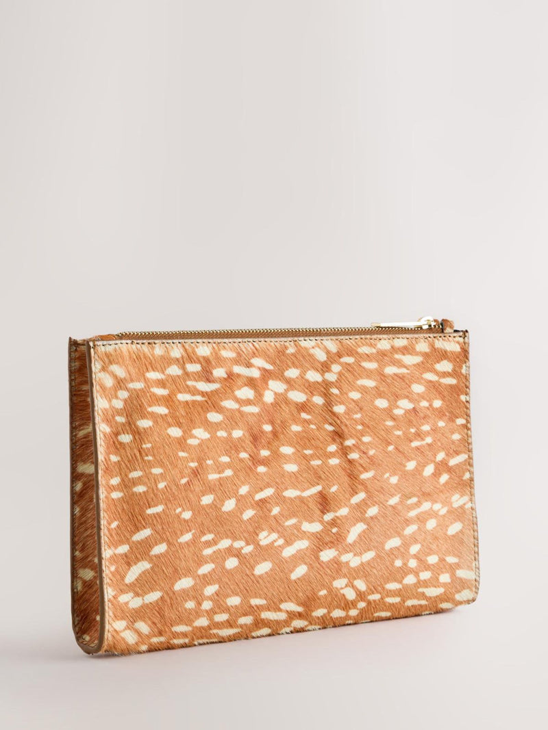 Leather pouch deer print in genuine leather - British product