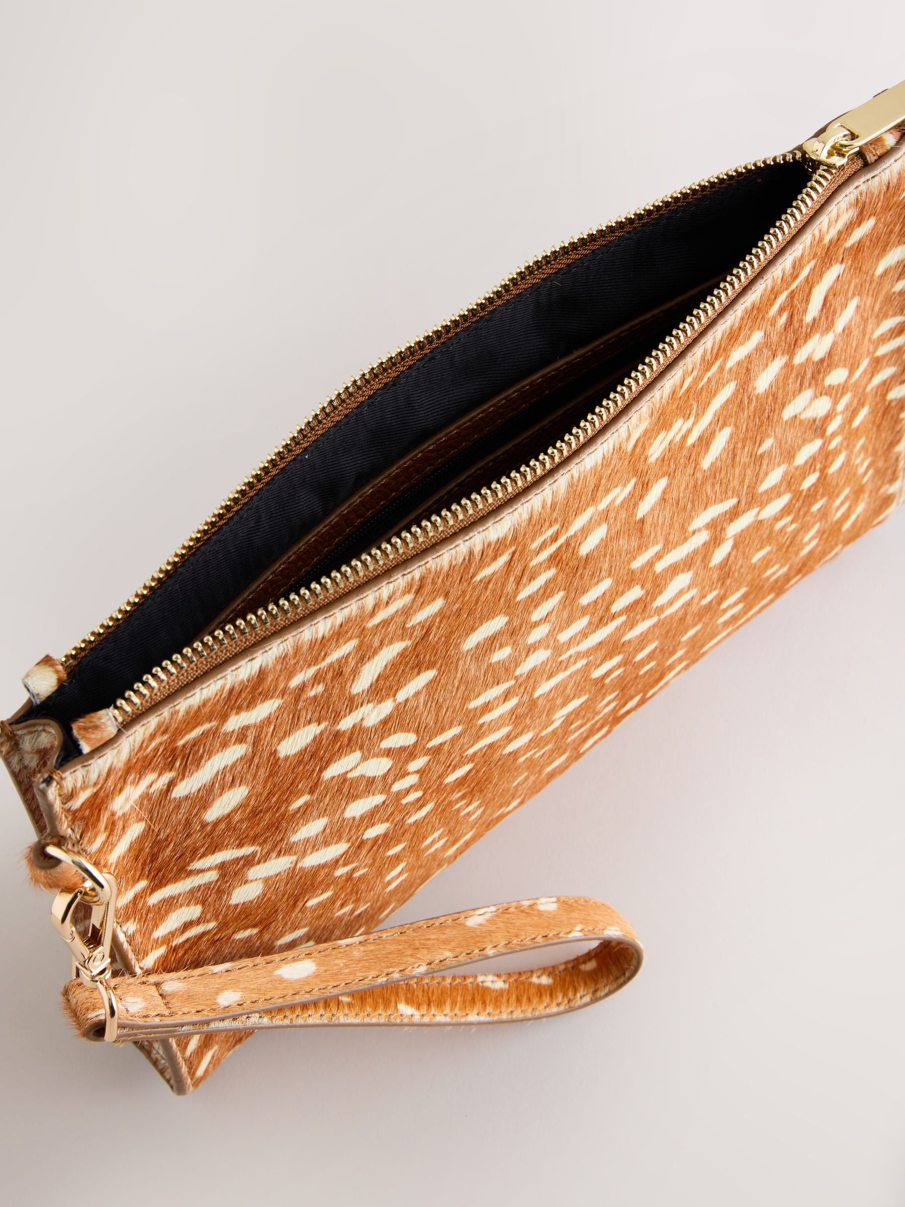 Leather pouch deer print in genuine leather - British product