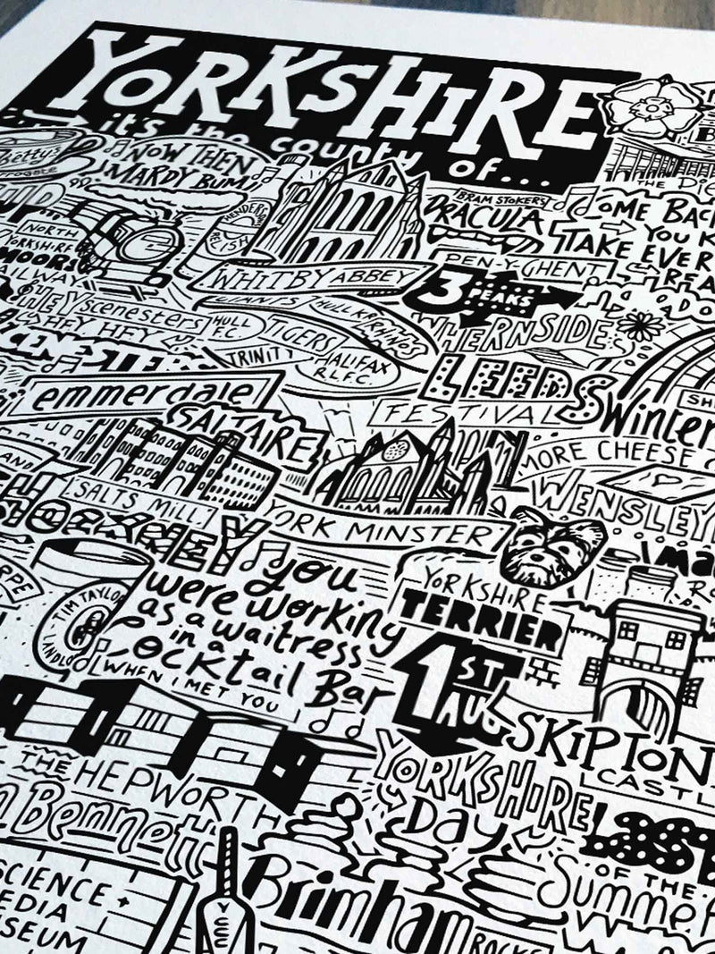 Sketchbook Design framed Yorkshire landmarks wall art print - British product