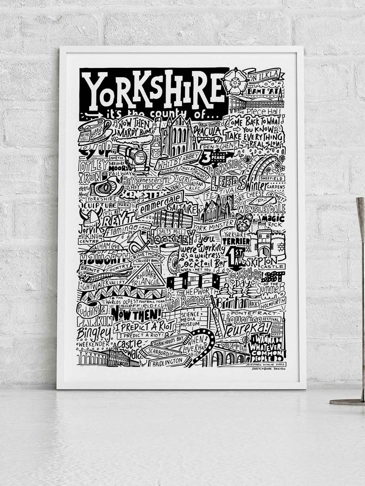 Sketchbook Design framed Yorkshire landmarks wall art print - British product